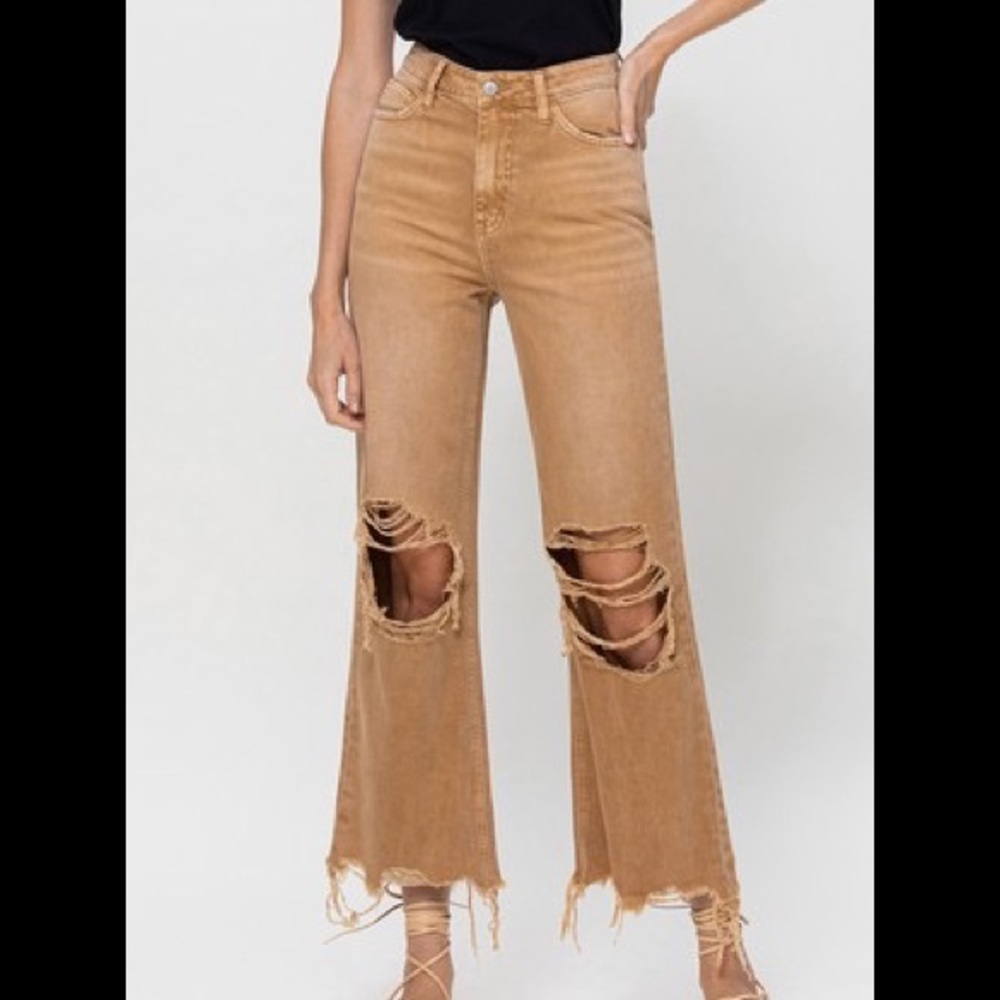 Destroyed Vervet mustard color jeans sz 32